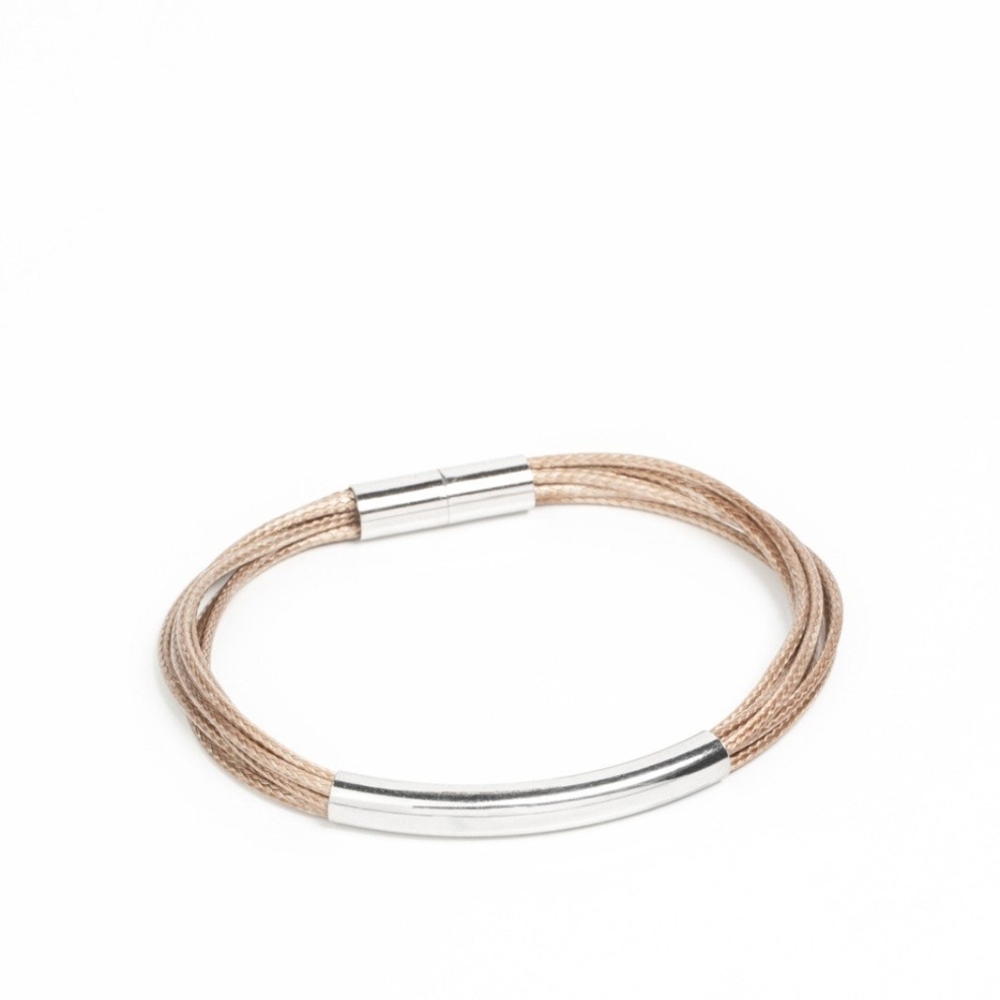 Paparazzi Silver and Tan Minimalist Bracelet Modern Harmony Fashion Jewelry